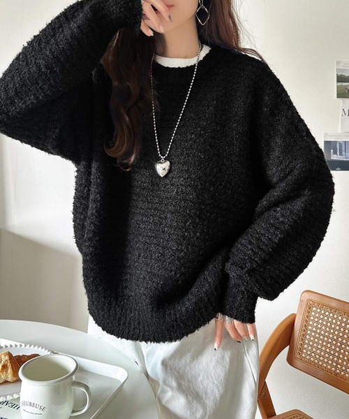 セール】ふんわり愛されスタイル♪前後2wayヘンリーネックニット（長袖