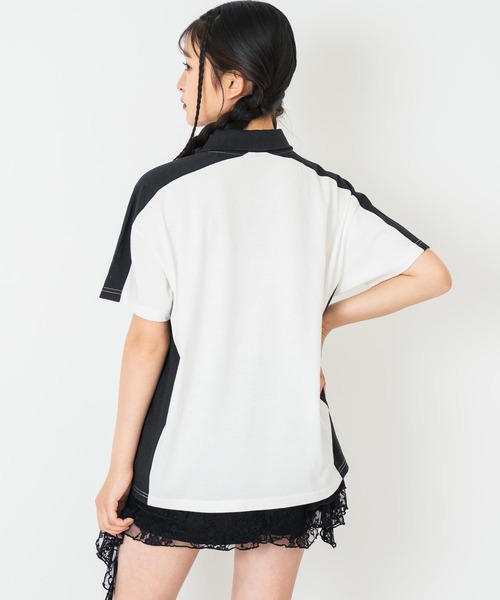 ANAP GiRL(アナップガール)の「ANAPR+S【リラスポ】エリ付 ゲームシャツ【キッズお揃い】(Tシャツ/カットソー・キッズ・ホワイト/ネイビー・M/S/XS)」の5枚目の写真