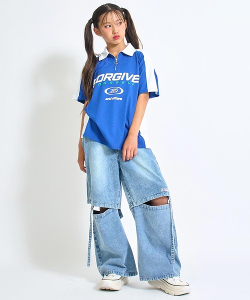 ANAP GiRL(アナップガール)の「ANAPR+S【リラスポ】エリ付 ゲームシャツ【キッズお揃い】(Tシャツ/カットソー・キッズ・ホワイト/ネイビー・M/S/XS)」の7枚目の写真