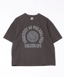 ビンテージ加工 ヘビー天竺ガゼット付き アメカジひび割れプリントTEE ハードウォッシュ加工