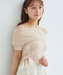 MAJESTIC LEGON | レースアップオフショルニット(ニット/セーター)