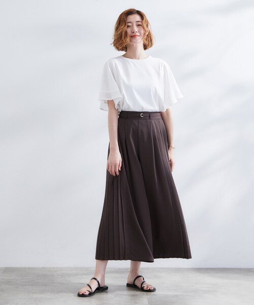 grove（グローブ）の「◆【UVカット/二の腕カバー】1枚で着映えするフレアスリーブデザイン（Tシャツ/カットソー・レディース・ブラック/オフホワイト/ピンク/カーキ・03/02/01/04/05）」の7枚目の写真