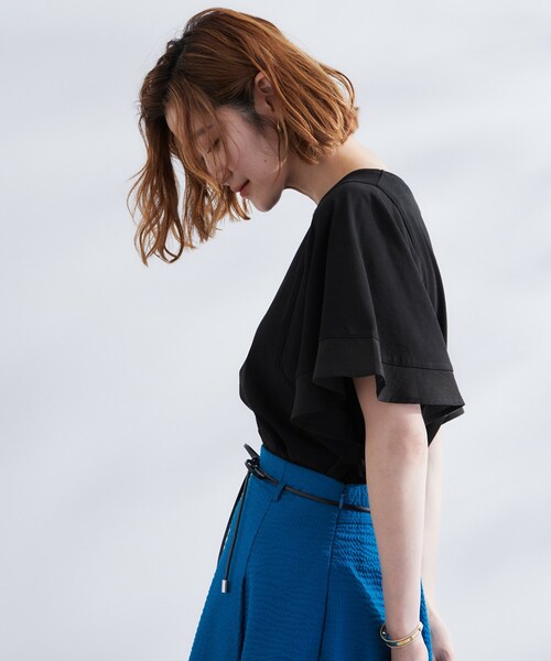 grove（グローブ）の「◆【UVカット/二の腕カバー】1枚で着映えするフレアスリーブデザイン（Tシャツ/カットソー・レディース・ブラック/オフホワイト/ピンク/カーキ・03/02/01/04/05）」の10枚目の写真