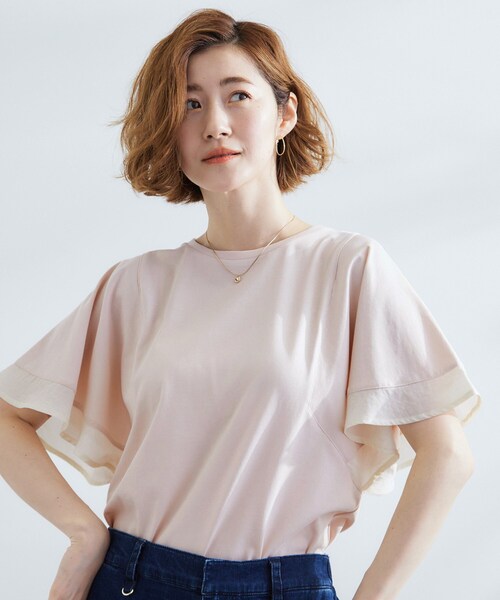 grove（グローブ）の「◆【UVカット/二の腕カバー】1枚で着映えするフレアスリーブデザイン（Tシャツ/カットソー・レディース・ブラック/オフホワイト/ピンク/カーキ・03/02/01/04/05）」の17枚目の写真