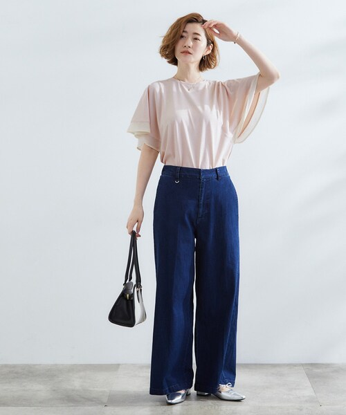 grove（グローブ）の「◆【UVカット/二の腕カバー】1枚で着映えするフレアスリーブデザイン（Tシャツ/カットソー・レディース・ブラック/オフホワイト/ピンク/カーキ・03/02/01/04/05）」の19枚目の写真