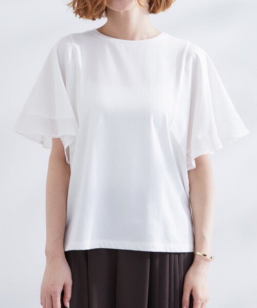 grove（グローブ）の「◆【UVカット/二の腕カバー】1枚で着映えするフレアスリーブデザイン（Tシャツ/カットソー・レディース・ブラック/オフホワイト/ピンク/カーキ・03/02/01/04/05）」の21枚目の写真