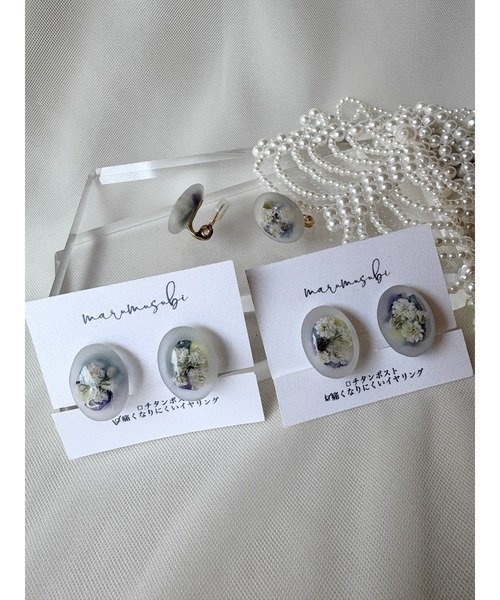 tone（トーン）の「【marumusubi】oval botanicalイヤリング(MA)（イヤリング・レディース・シルバー・FREE）」の3枚目の写真