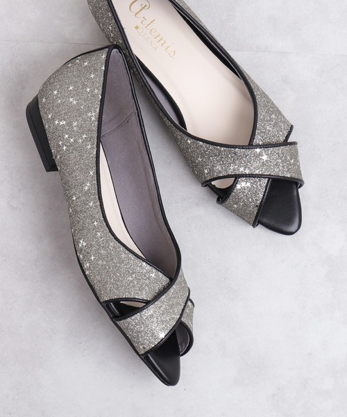 クロスデザイン オープントゥフラットシューズ（パンプス）｜artemis  