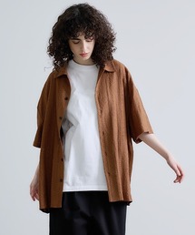 Revo. ジオメストライプ セミオープンカラー シアーシャツ