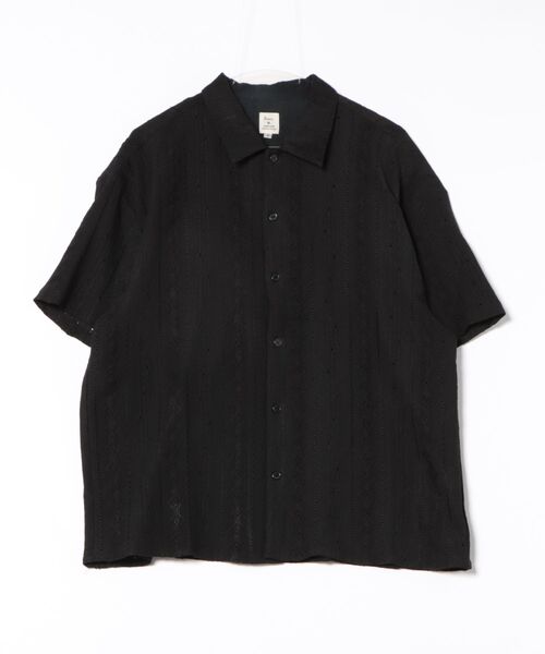 Revo.(レボ)の「Revo. ジオメストライプ セミオープンカラー シアーシャツ(シャツ/ブラウス・メンズ・ブラック/ホワイト/ブラウン・2/1)」の13枚目の写真