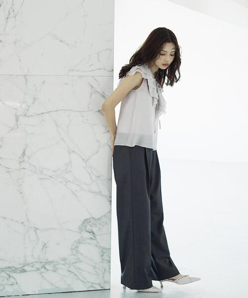 PROPORTION BODY DRESSING(プロポーションボディドレッシング)の「フロントリボンシアーブラウス / 1215210707(シャツ/ブラウス・レディース・グレー/ブラウン/グレー系その他・FREE)」の7枚目の写真