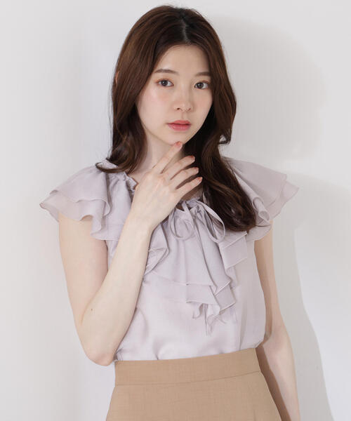 PROPORTION BODY DRESSING(プロポーションボディドレッシング)の「フロントリボンシアーブラウス / 1215210707(シャツ/ブラウス・レディース・グレー/ブラウン/グレー系その他・FREE)」の9枚目の写真