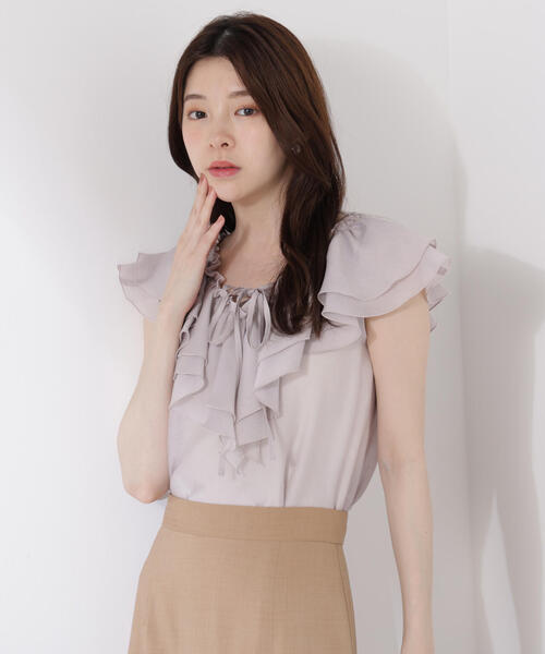 PROPORTION BODY DRESSING(プロポーションボディドレッシング)の「フロントリボンシアーブラウス / 1215210707(シャツ/ブラウス・レディース・グレー/ブラウン/グレー系その他・FREE)」の16枚目の写真