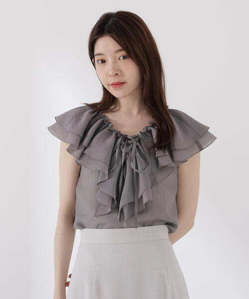 PROPORTION BODY DRESSING(プロポーションボディドレッシング)の「フロントリボンシアーブラウス / 1215210707(シャツ/ブラウス・レディース・グレー/ブラウン/グレー系その他・FREE)」の19枚目の写真