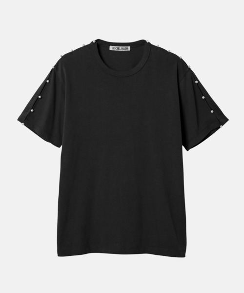 LE CIEL BLEU(ルシェルブルー)の「ボクシーTシャツwパールエンベリッシュメント / Boxy T-shirt w/Pearl Embellishment(Tシャツ/カットソー・レディース・オフホワイト/ブラック/ネイビー・36)」の19枚目の写真