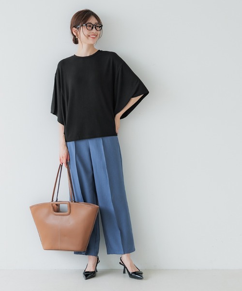 coca（coca）（コカ）の「ワイドスリーブトップス（Tシャツ/カットソー・レディース・ブラック/グレイッシュベージュ・S/M/L）」の5枚目の写真