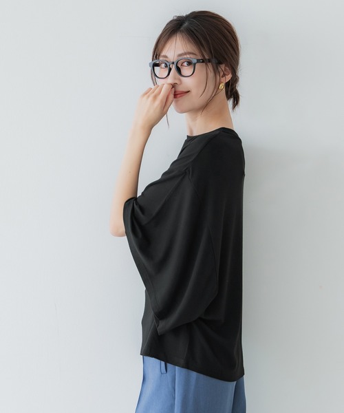 coca（coca）（コカ）の「ワイドスリーブトップス（Tシャツ/カットソー・レディース・ブラック/グレイッシュベージュ・S/M/L）」の6枚目の写真