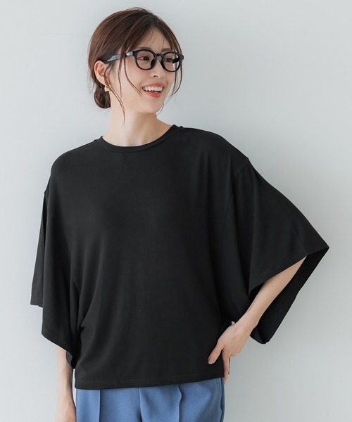 coca（coca）（コカ）の「ワイドスリーブトップス（Tシャツ/カットソー・レディース・ブラック/グレイッシュベージュ・S/M/L）」の10枚目の写真