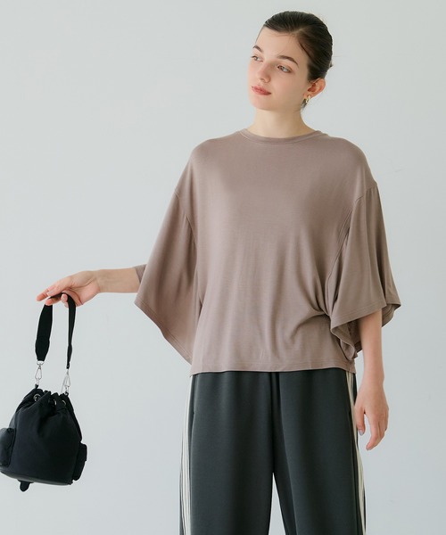 coca（coca）（コカ）の「ワイドスリーブトップス（Tシャツ/カットソー・レディース・ブラック/グレイッシュベージュ・S/M/L）」の13枚目の写真