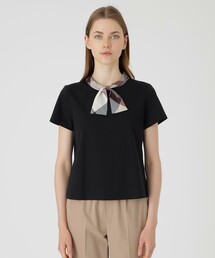 美品　ブルーレーベルクレストブリッジ　ボウタイカットソー　チェック　Tシャツ BLUE LABEL CRESTBRIDGE（ブルーレーベルクレストブリッジ）の