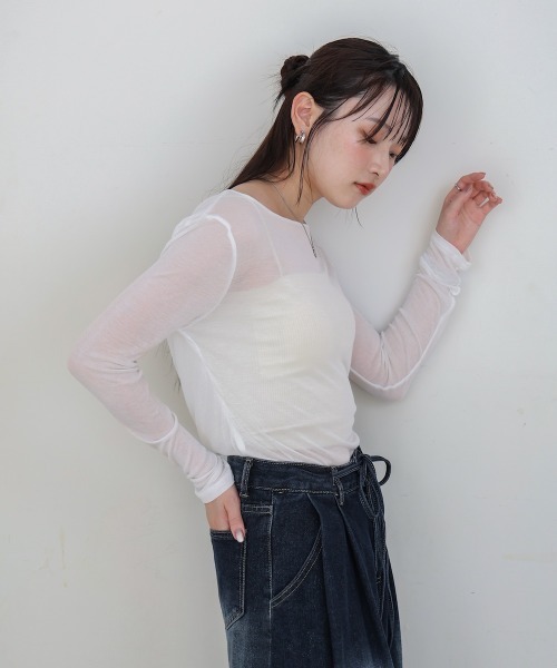 Bab(バブ)の「バックドレープデザイントップス(Tシャツ/カットソー・レディース・ブラック/グレー/オフホワイト・M)」の7枚目の写真