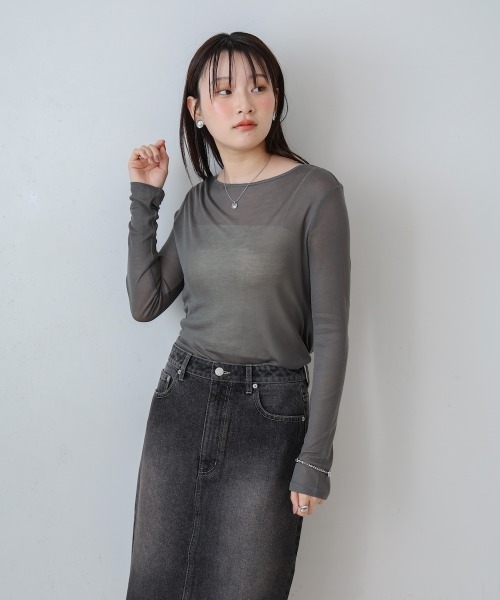 Bab(バブ)の「バックドレープデザイントップス(Tシャツ/カットソー・レディース・ブラック/グレー/オフホワイト・M)」の22枚目の写真