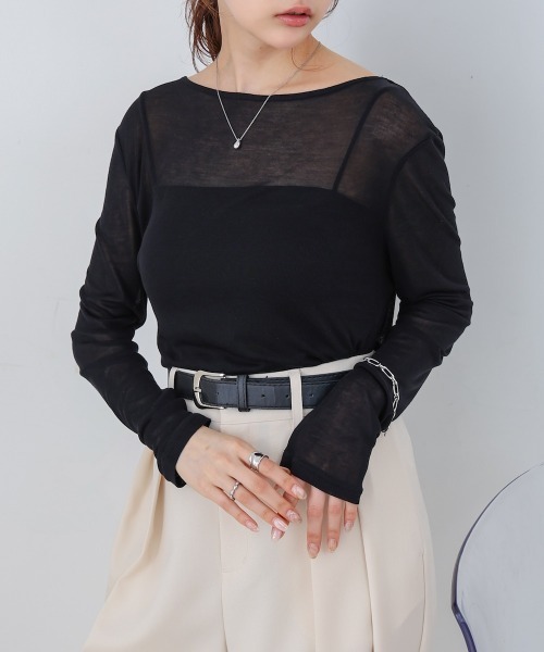 Bab(バブ)の「バックドレープデザイントップス(Tシャツ/カットソー・レディース・ブラック/グレー/オフホワイト・M)」の13枚目の写真