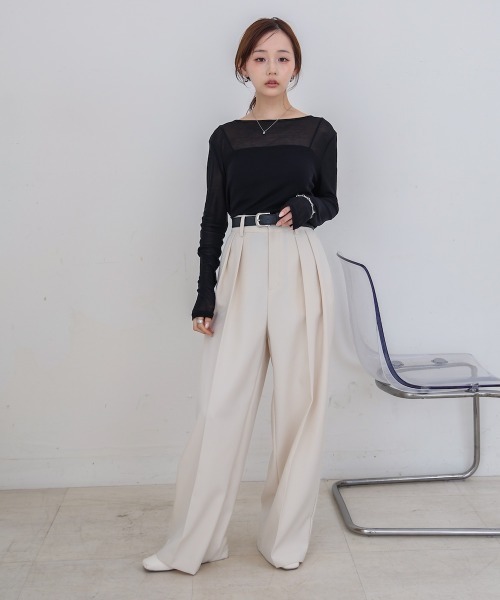 Bab(バブ)の「バックドレープデザイントップス(Tシャツ/カットソー・レディース・ブラック/グレー/オフホワイト・M)」の14枚目の写真
