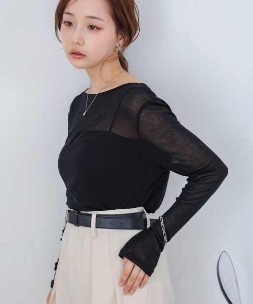 Bab(バブ)の「バックドレープデザイントップス(Tシャツ/カットソー・レディース・ブラック/グレー/オフホワイト・M)」の16枚目の写真