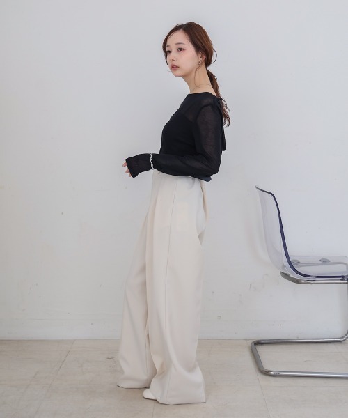 Bab(バブ)の「バックドレープデザイントップス(Tシャツ/カットソー・レディース・ブラック/グレー/オフホワイト・M)」の17枚目の写真