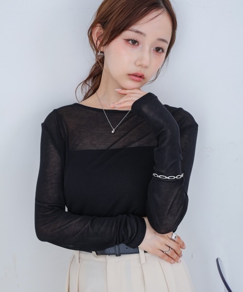 Bab(バブ)の「バックドレープデザイントップス(Tシャツ/カットソー・レディース・ブラック/グレー/オフホワイト・M)」の20枚目の写真