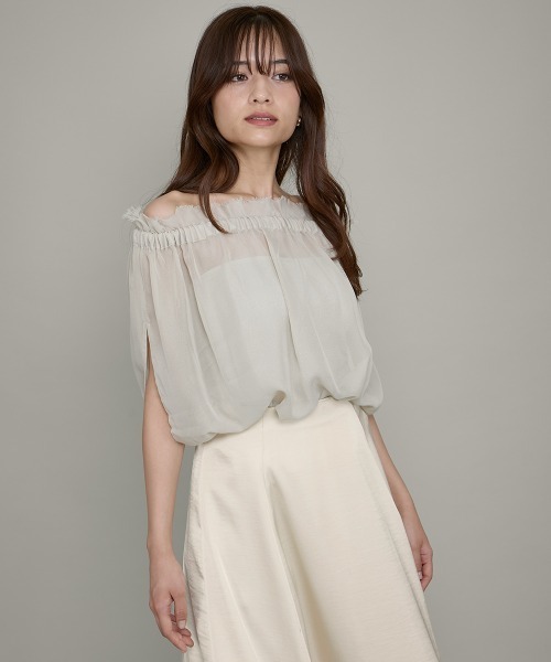 QUEENS COURT(クイーンズコート)の「クールメッシュギャザートップス≪手洗い可能≫(シャツ/ブラウス・レディース・オフホワイト/ベージュ/チャコールグレー・M)」の19枚目の写真