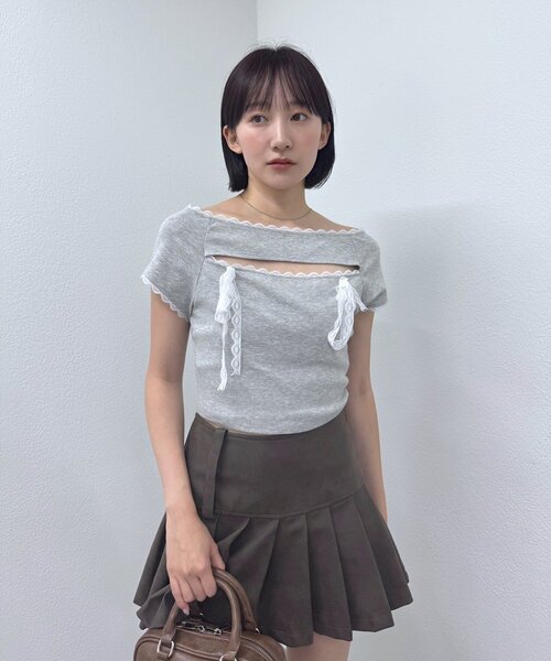 mline（エムライン）の「[mline]バストリボンカットソー（Tシャツ/カットソー・レディース・ネイビー/グレー/ピンク・FREE）」の6枚目の写真