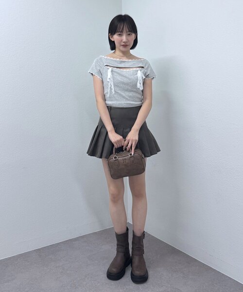 mline（エムライン）の「[mline]バストリボンカットソー（Tシャツ/カットソー・レディース・ネイビー/グレー/ピンク・FREE）」の8枚目の写真