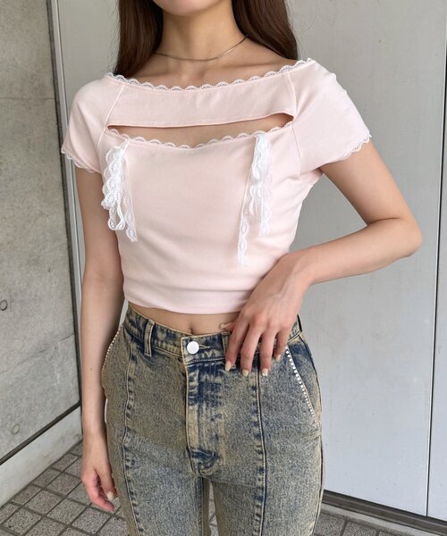 mline（エムライン）の「[mline]バストリボンカットソー（Tシャツ/カットソー・レディース・ネイビー/グレー/ピンク・FREE）」の13枚目の写真