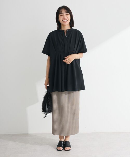 Green　Parks（グリーンパークス）の「ウエストタックシャツチュニック（チュニック・レディース・オフホワイト/ブラック/オリーブ/テラコッタ・FREE）」の12枚目の写真