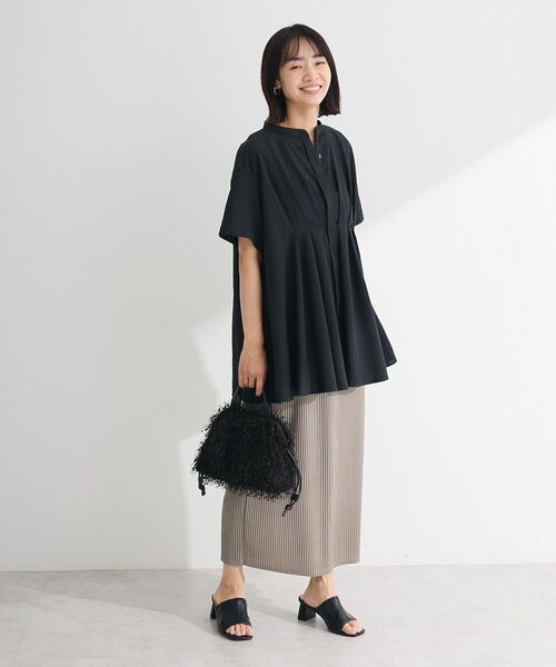 Green　Parks（グリーンパークス）の「ウエストタックシャツチュニック（チュニック・レディース・オフホワイト/ブラック/オリーブ/テラコッタ・FREE）」の13枚目の写真