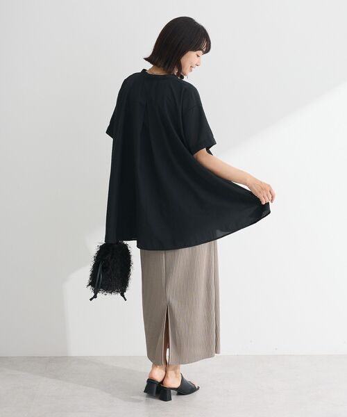 Green　Parks（グリーンパークス）の「ウエストタックシャツチュニック（チュニック・レディース・オフホワイト/ブラック/オリーブ/テラコッタ・FREE）」の15枚目の写真