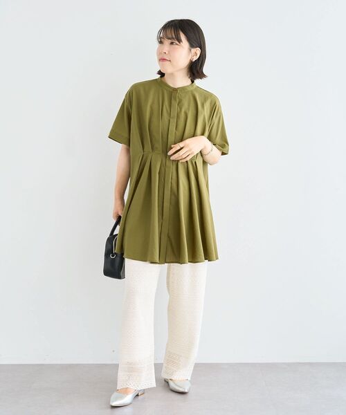 Green　Parks（グリーンパークス）の「ウエストタックシャツチュニック（チュニック・レディース・オフホワイト/ブラック/オリーブ/テラコッタ・FREE）」の19枚目の写真