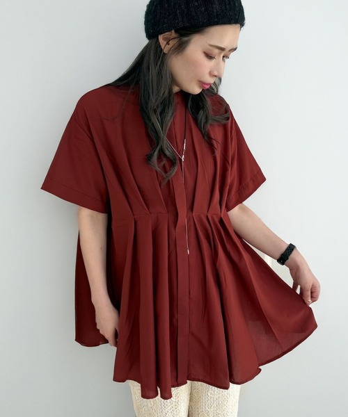 Green　Parks（グリーンパークス）の「ウエストタックシャツチュニック（チュニック・レディース・オフホワイト/ブラック/オリーブ/テラコッタ・FREE）」の3枚目の写真