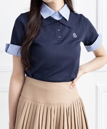 clear | 布帛ドッキングダブルカラーニットトップス［フレンチ カジュアル ガーリー］≪SS新作≫(ニット/セーター)