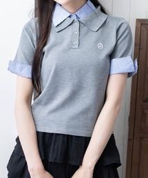 clear | 布帛ドッキングダブルカラーニットトップス［フレンチ カジュアル ガーリー］≪SS新作≫(ニット/セーター)