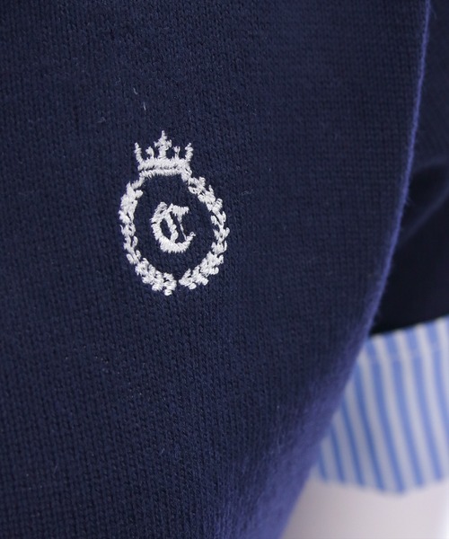 clear（クリア）の「布帛ドッキングダブルカラーニットトップス［フレンチ カジュアル ガーリー］（ニット/セーター・レディース・ネイビー/グレー/アイボリー・F）」の8枚目の写真