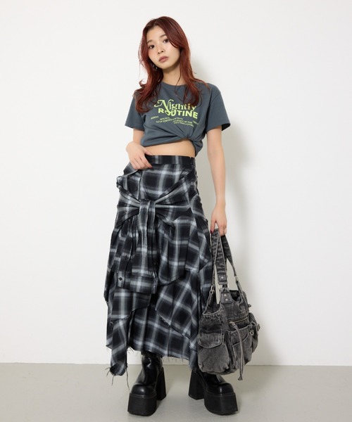 SLY REMAKE LIKE CHECK スカート REMAKE LIKE LACE CHECK SK リメイクライク レース チェック