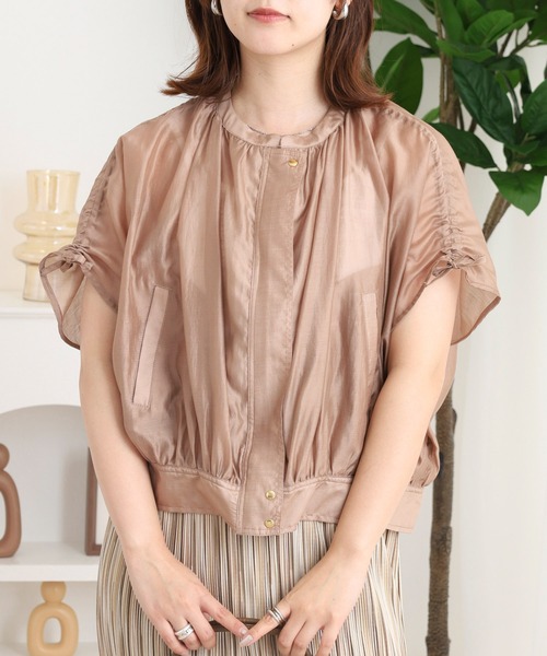 EGLANTINE(エグランティーヌ)の「EGLANTINE シアージャケット(ブルゾン・レディース・ネイビー/ベージュ/ピンク・38)」の21枚目の写真