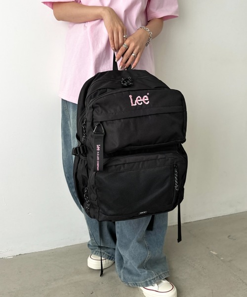 Lee(リー)の「Lee/リー 撥水 多機能 テープチャーム付き リュック/デイパック バックパック/大容量 約31.0リットル/スクール(バックパック/リュック・レディース・ブラック×ブラック/ブラック×ピンク/ブラック×ホワイト・FREE)」の20枚目の写真
