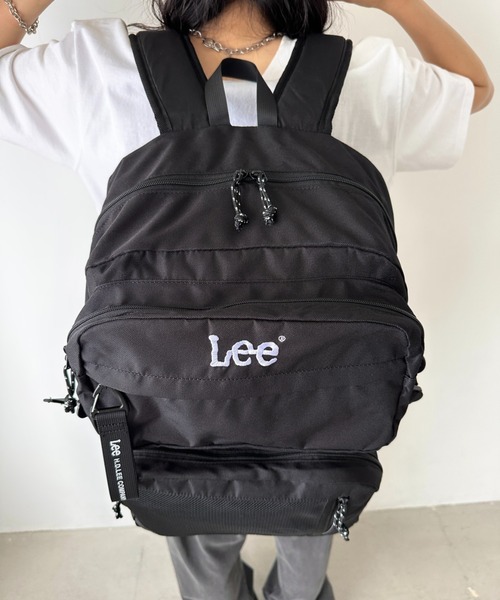 Lee(リー)の「Lee/リー 撥水 多機能 テープチャーム付き リュック/デイパック バックパック/大容量 約31.0リットル/スクール(バックパック/リュック・レディース・ブラック×ブラック/ブラック×ピンク/ブラック×ホワイト・FREE)」の11枚目の写真