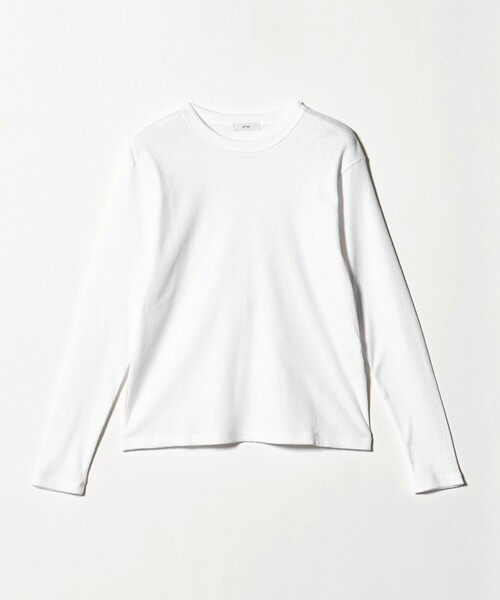 ATON ロングスリーブカットソー　ホワイト　2 ATON＞リブ ロングスリーブ Tシャツ（Tシャツ/カットソー）｜ATON