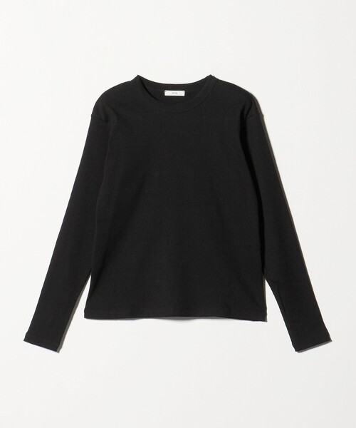 ATON（エイトン）の「＜ATON＞リブ ロングスリーブ Tシャツ（Tシャツ/カットソー・レディース・ブラック/ホワイト・02）」の2枚目の写真