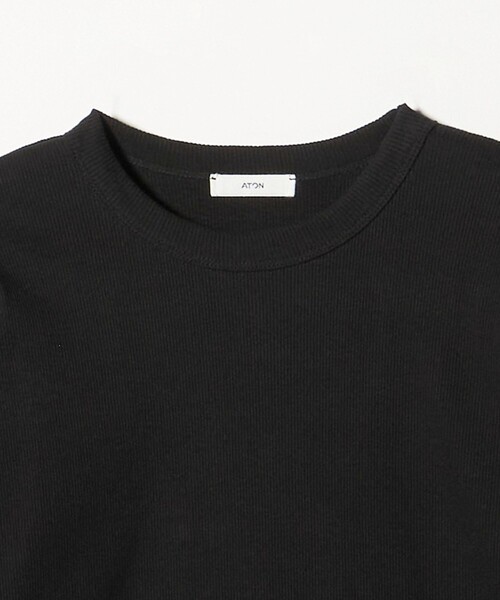 ATON（エイトン）の「＜ATON＞リブ ロングスリーブ Tシャツ（Tシャツ/カットソー・レディース・ブラック/ホワイト・02）」の4枚目の写真